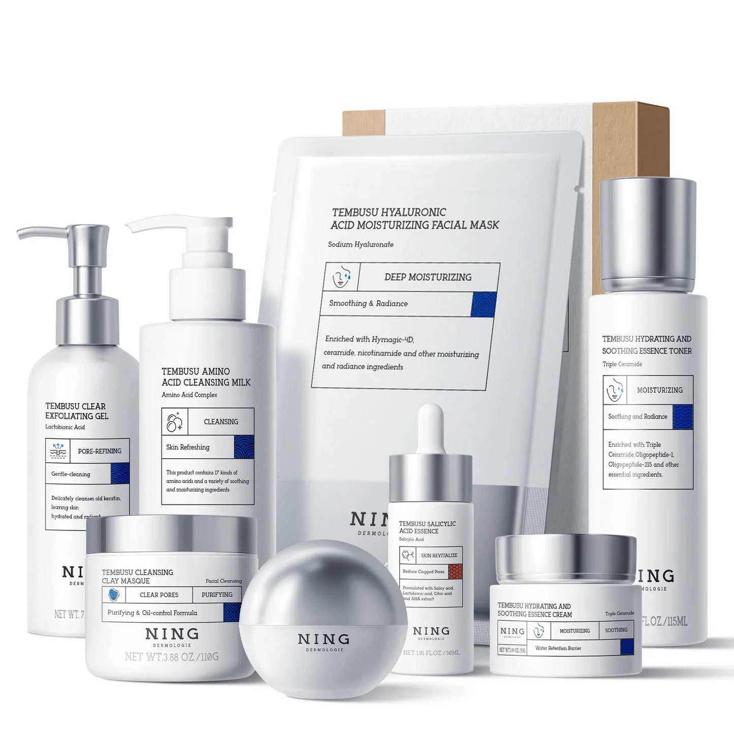 Tembusu Essence 8-Step Skin Care Set – Cleanser, Serum, Mask & Treatment