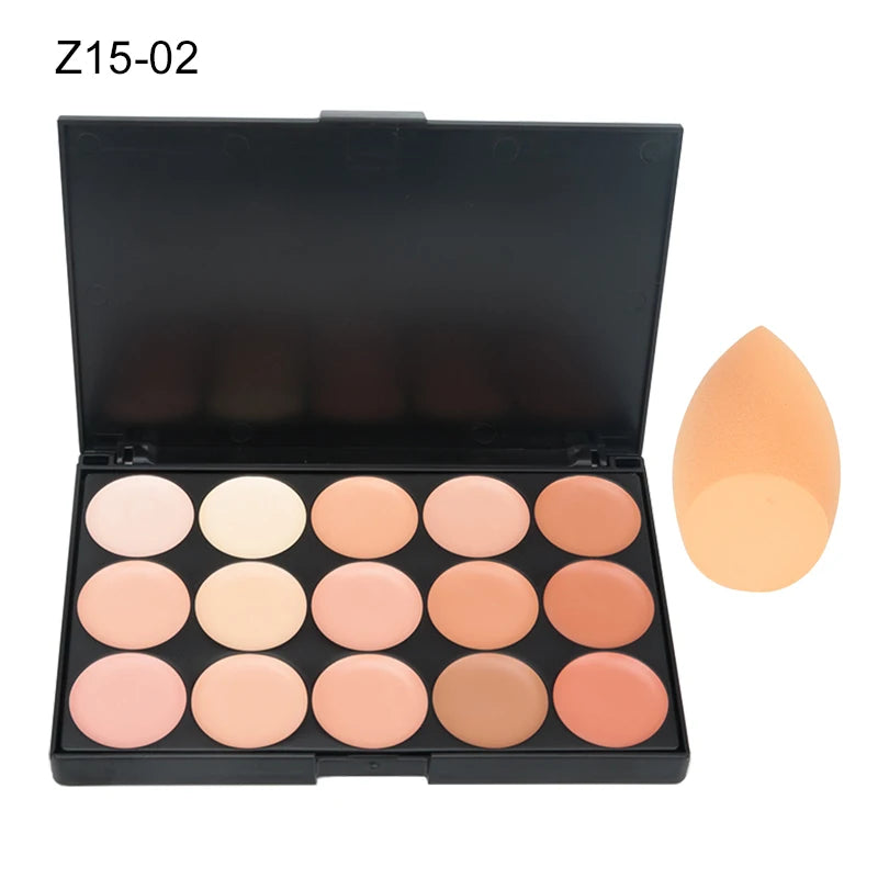 15-Color Concealer & Contour Palette – Full Coverage Camouflage Cream