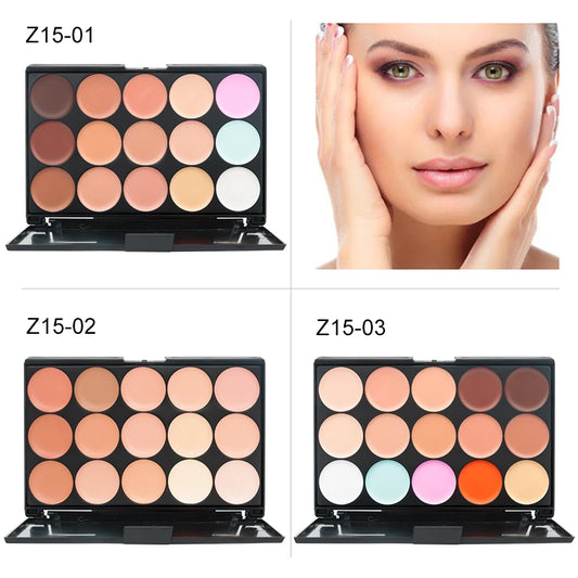 15-Color Concealer & Contour Palette – Full Coverage Camouflage Cream