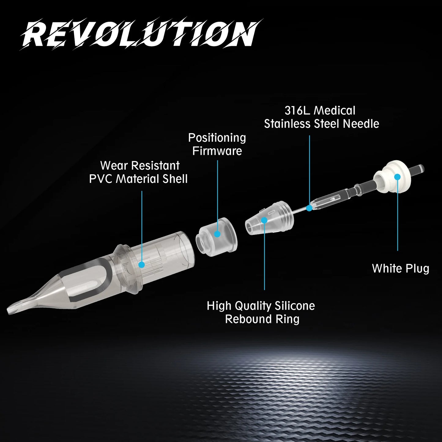 EZ Revolution Pro-Cartridges: 50pcs Professional Tattoo & PMU Needles