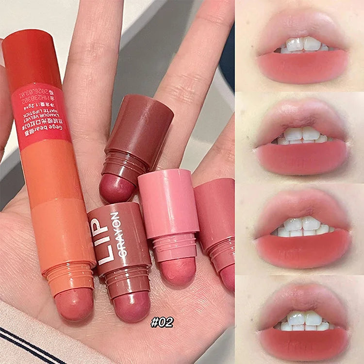 Gege Bear 4-in-1 Velvet Matte Lip Crayon – Waterproof, Long Lasting