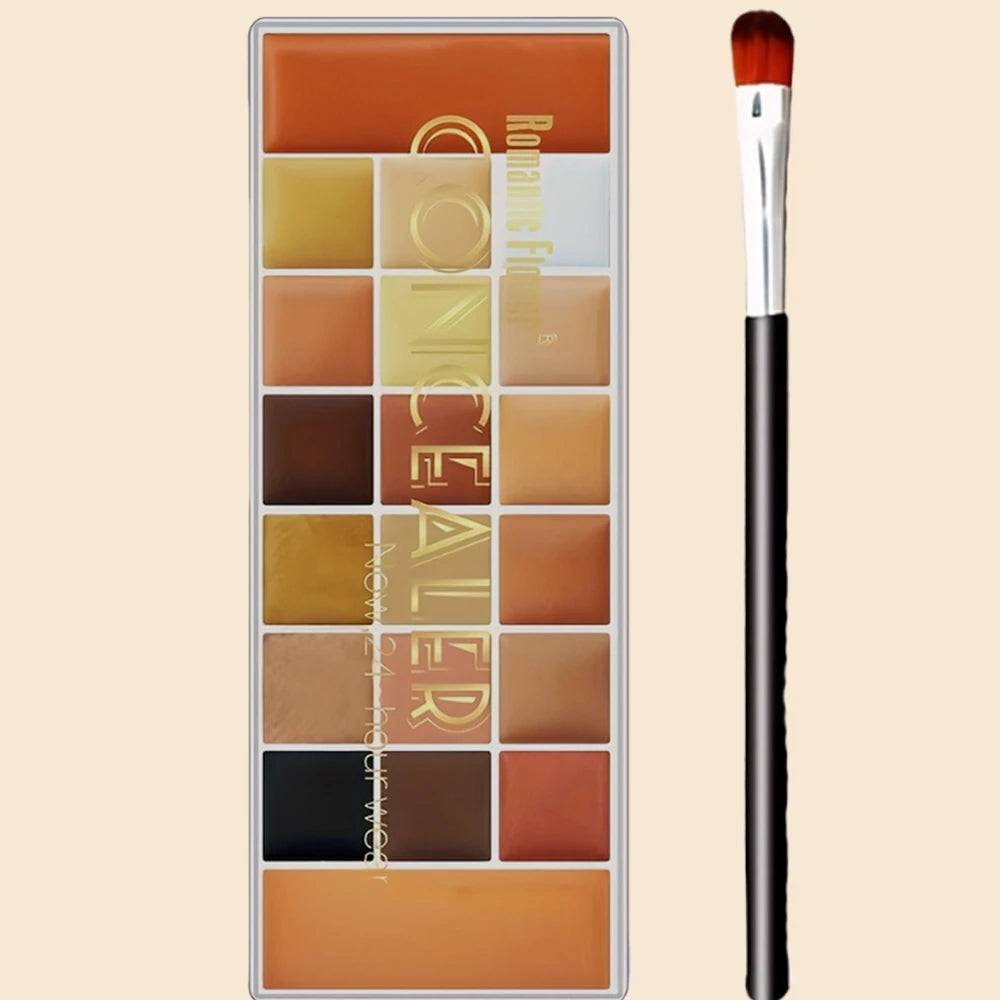 Romantic Flower 20-Color Concealer Palette – Full Coverage Earth Tone Makeup Tray