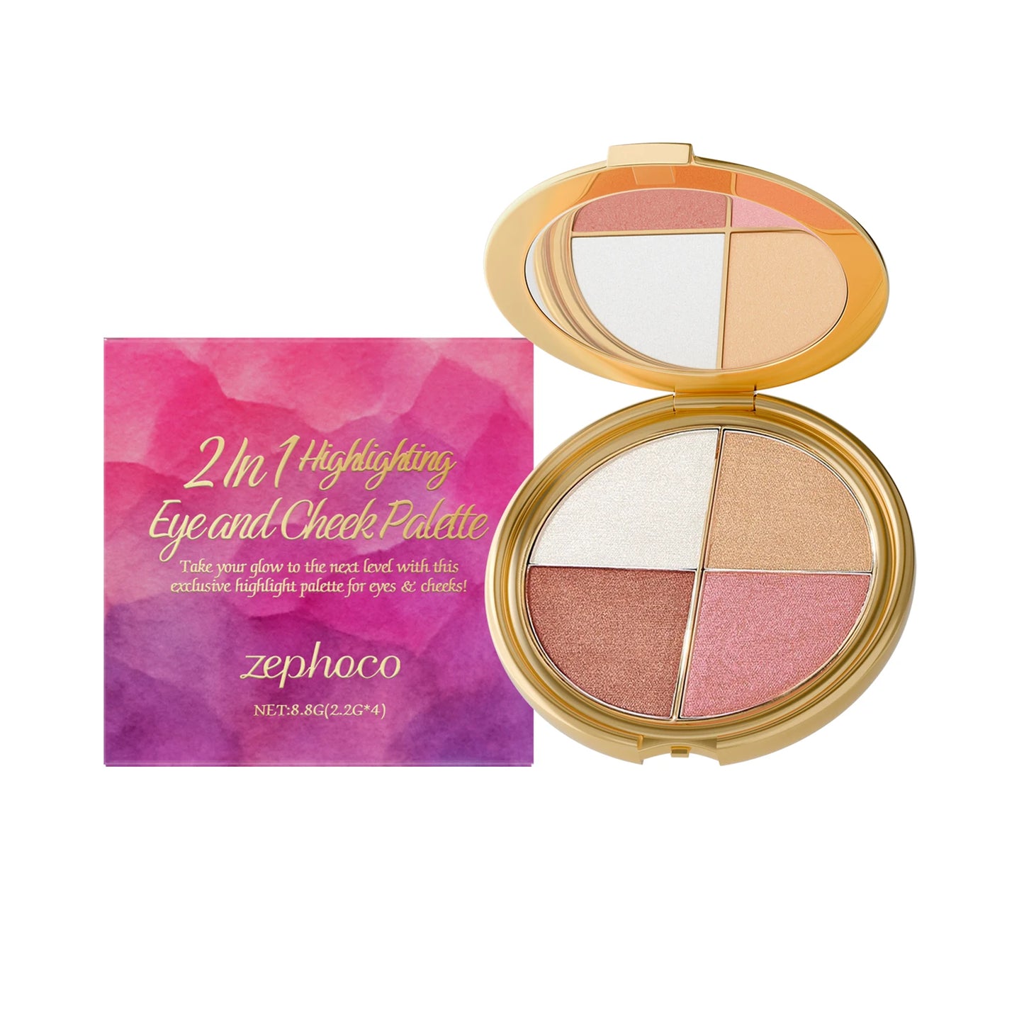 Zephoco Radiance: 4-Color Highlighting Face & Eye Palette