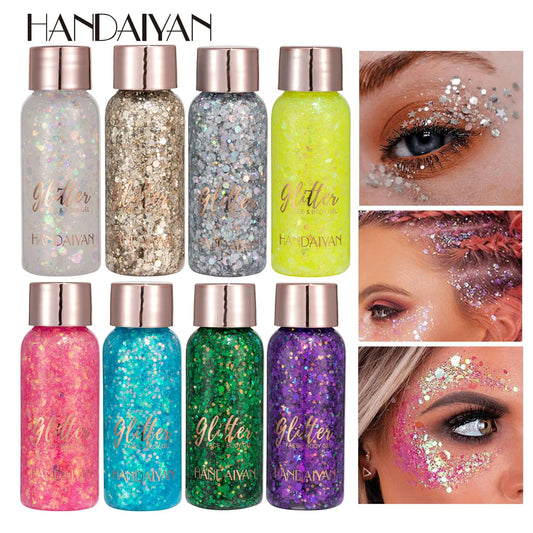 Face & Body Glitter Stickers – Rhinestone Gel Makeup for Festival