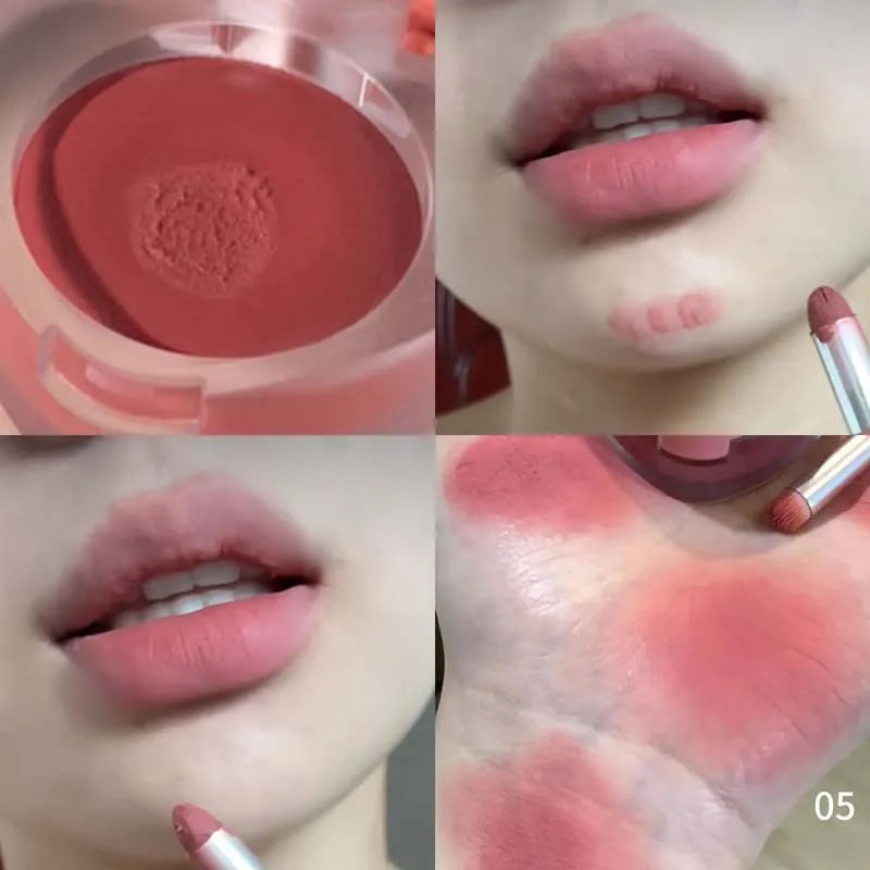 HERORANGE Lip & Cheek Mud – Matte Cream Blush with Brush