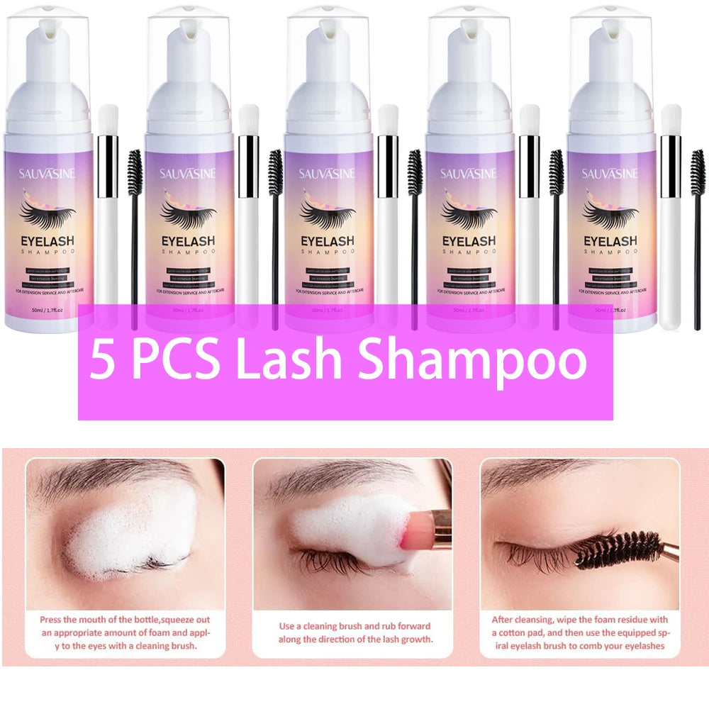Professional Eyelash Extension Foam Cleanser – Deep Cleaning Set with Brush