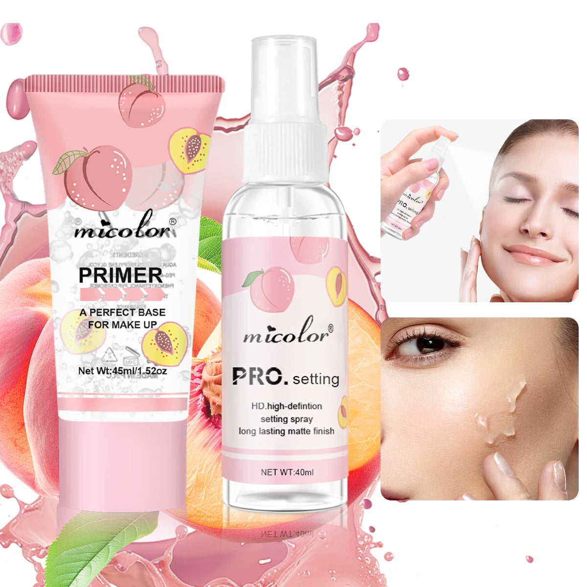 Makeup Primer & Setting Spray Set – Pore Blurring & Long Lasting Hold