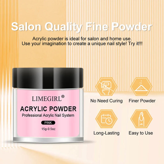 LIMEGIRL Acrylic Nail Powder Set – 5 Colors Professional Extension