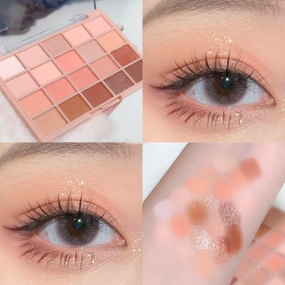 20-Color Warm Eyeshadow Palette – Matte & Glitter Rose Tones