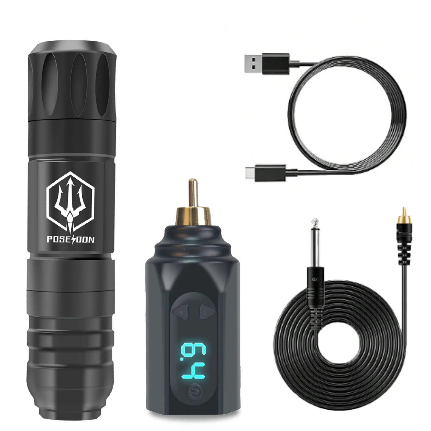 POSEIDON Complete Tattoo Pen Kit – Wireless Power Machine & Professional Supplies