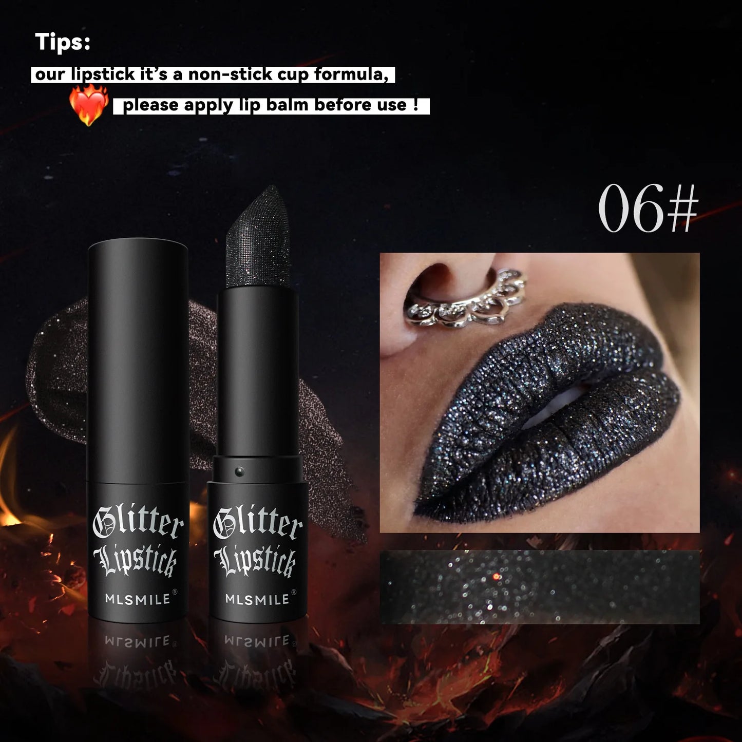 7-Color Glitter Lipstick – Waterproof Diamond Metallic Shine
