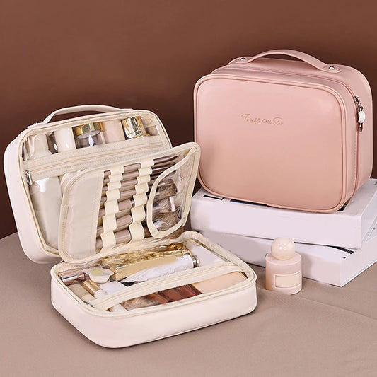 Large Capacity Cosmetic Bag with Adjustable Dividers