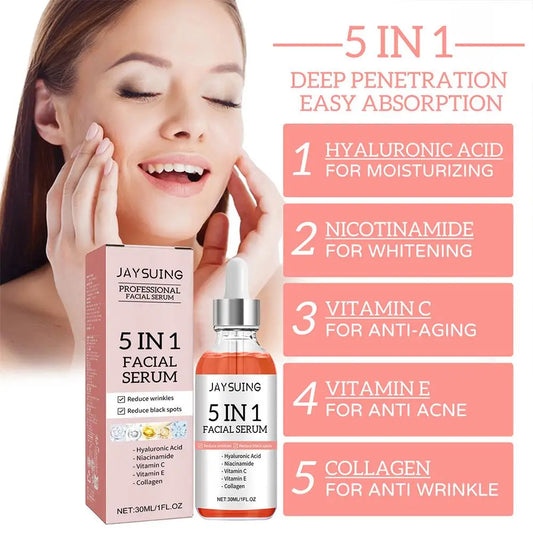 5-in-1 Face Serum – Vitamin C & Hyaluronic Acid Brightening Care