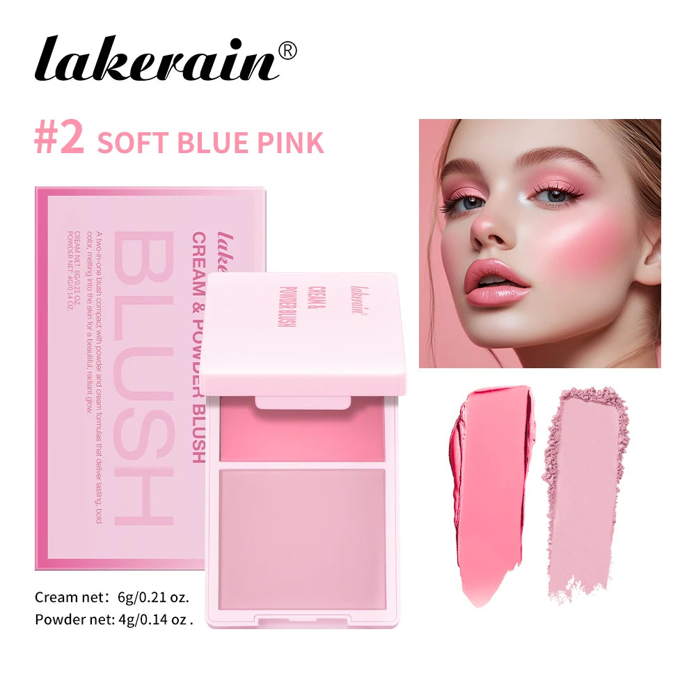 Dual-Texture Blush Palette: Cream & Powder Hybrid (5 Shades)