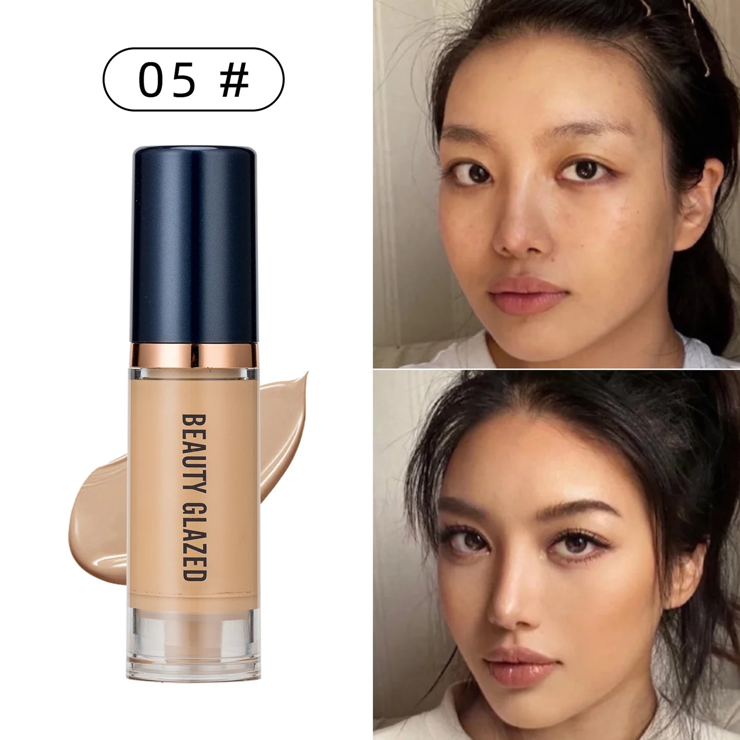 BEAUTY GLAZED Liquid Foundation – Full Coverage, Waterproof & Hydrating (6 Shades)