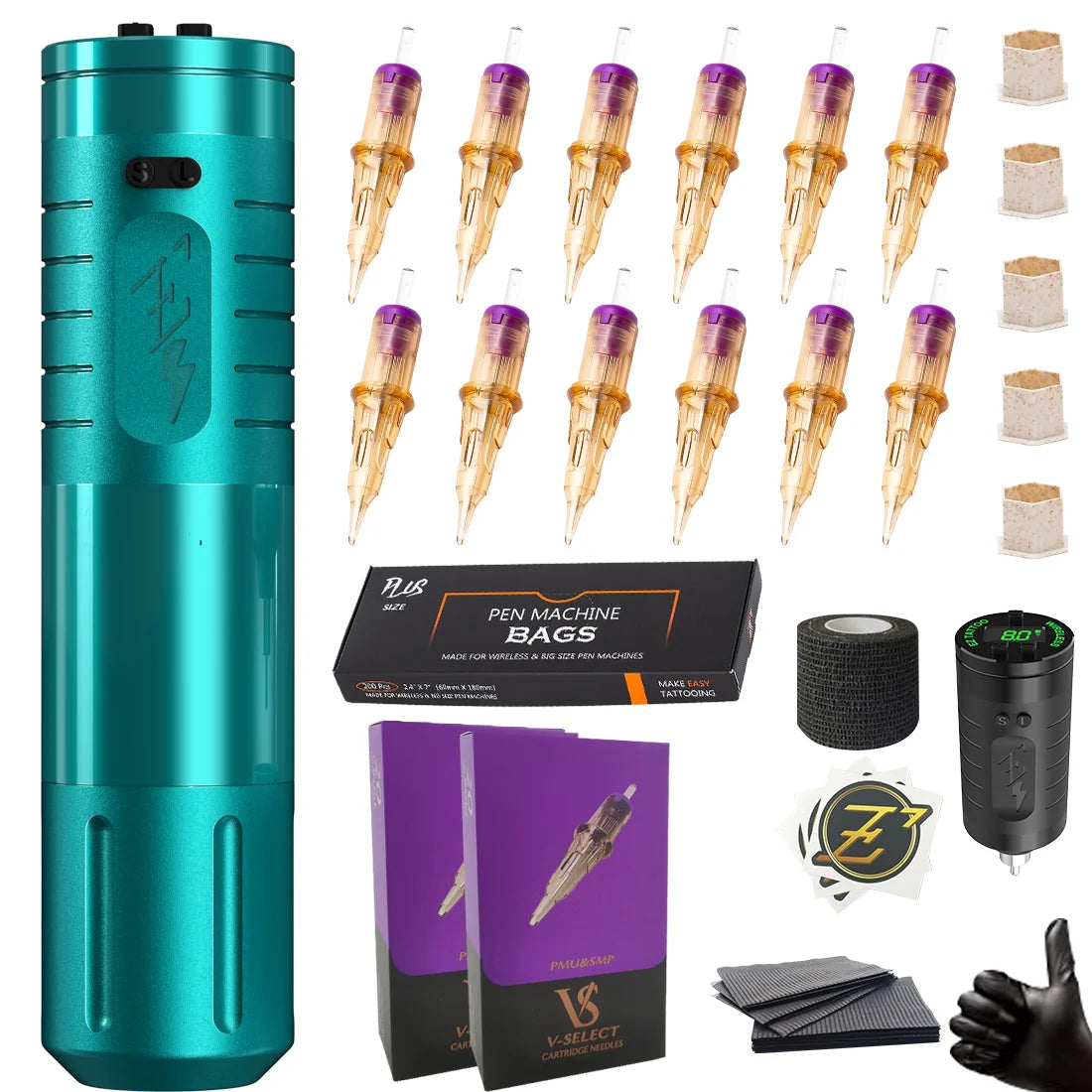 EZ EvoTech Wireless Tattoo Pen Kit – Professional Machine with 40 SMP Cartridge Needles