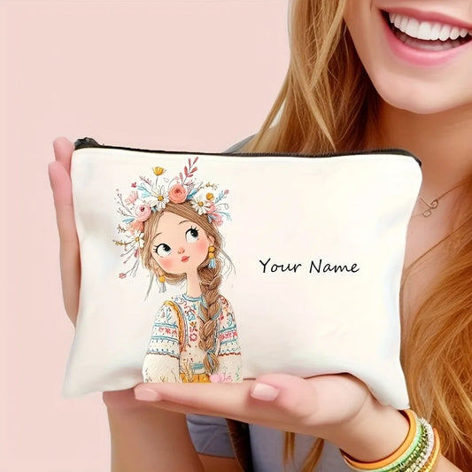 Personalized Makeup Bag – Cute Zipper Cosmetic Pouch for Women