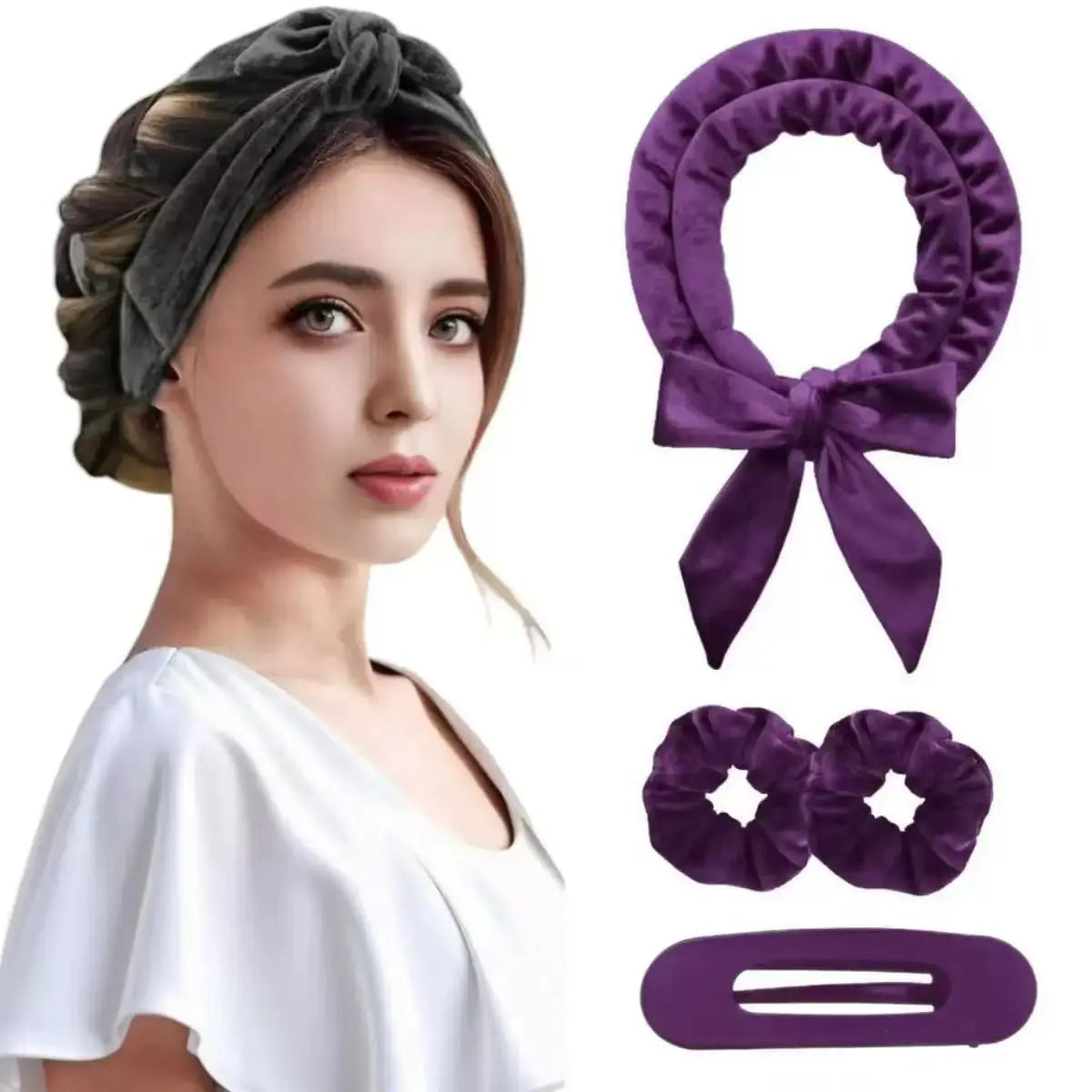 Heatless Curling Headband – No Heat Hair Curling Rod Set