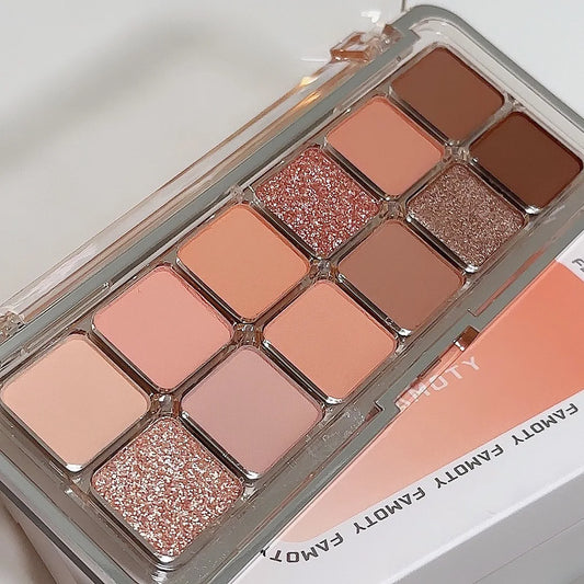 12-Color Matte Eyeshadow Palette – Earth Tone Long Lasting Makeup