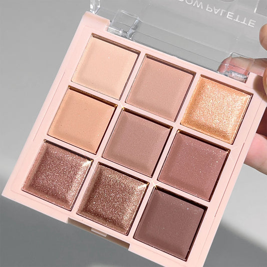 9-Color Eyeshadow Palette – Matte Shimmer Glitter Milk Tea Shades