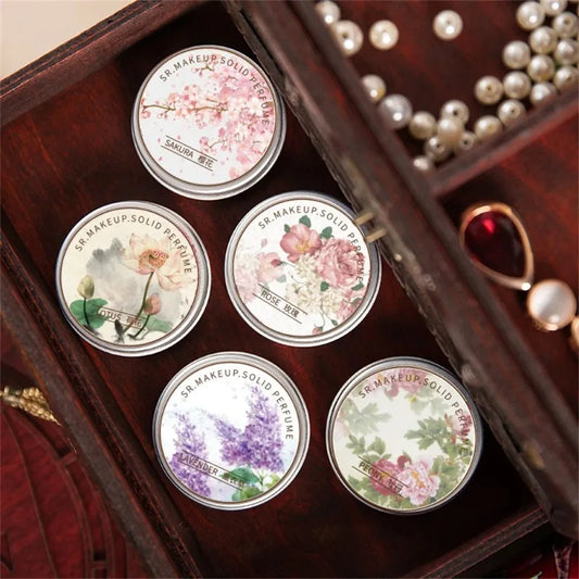 Solid Perfume Balm – Jasmine & Rose Floral Long-Lasting Fragrance (Portable)