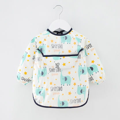 Waterproof Cotton Bib for Kids - Long Sleeve Feeding Apron