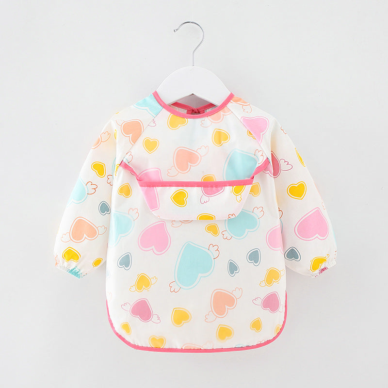 Waterproof Cotton Bib for Kids - Long Sleeve Feeding Apron