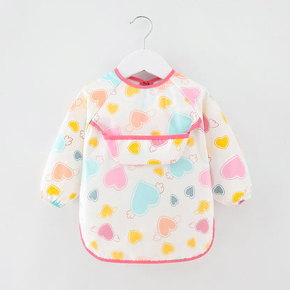 Waterproof Cotton Bib for Kids - Long Sleeve Feeding Apron