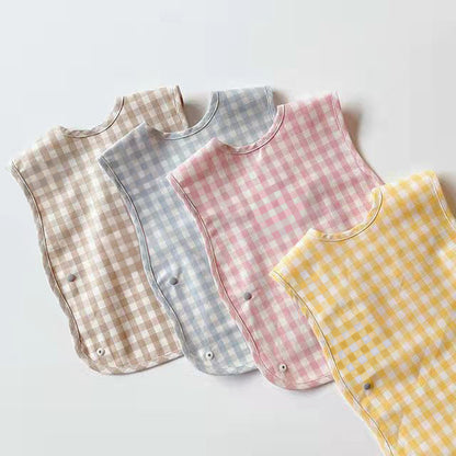 Fashion Plaid Waterproof Cotton Bib for Infants and Kids