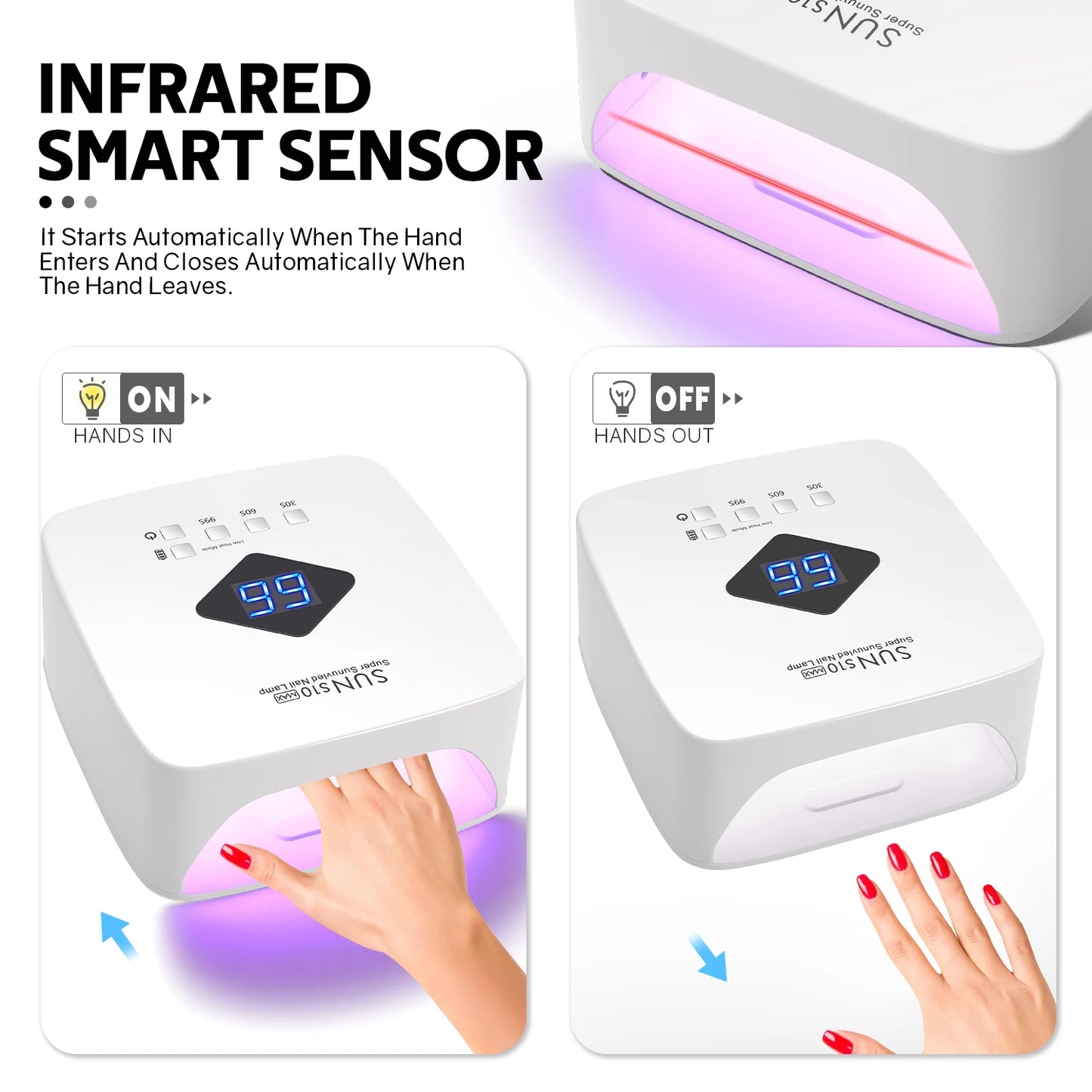 168W UV LED Nail Lamp – Rechargeable Gel Nail Dryer with LCD Display