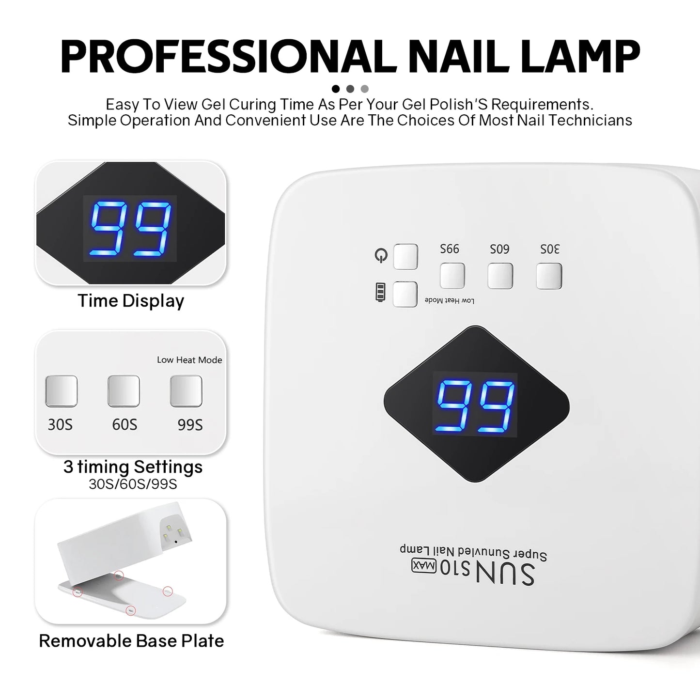 168W UV LED Nail Lamp – Rechargeable Gel Nail Dryer with LCD Display