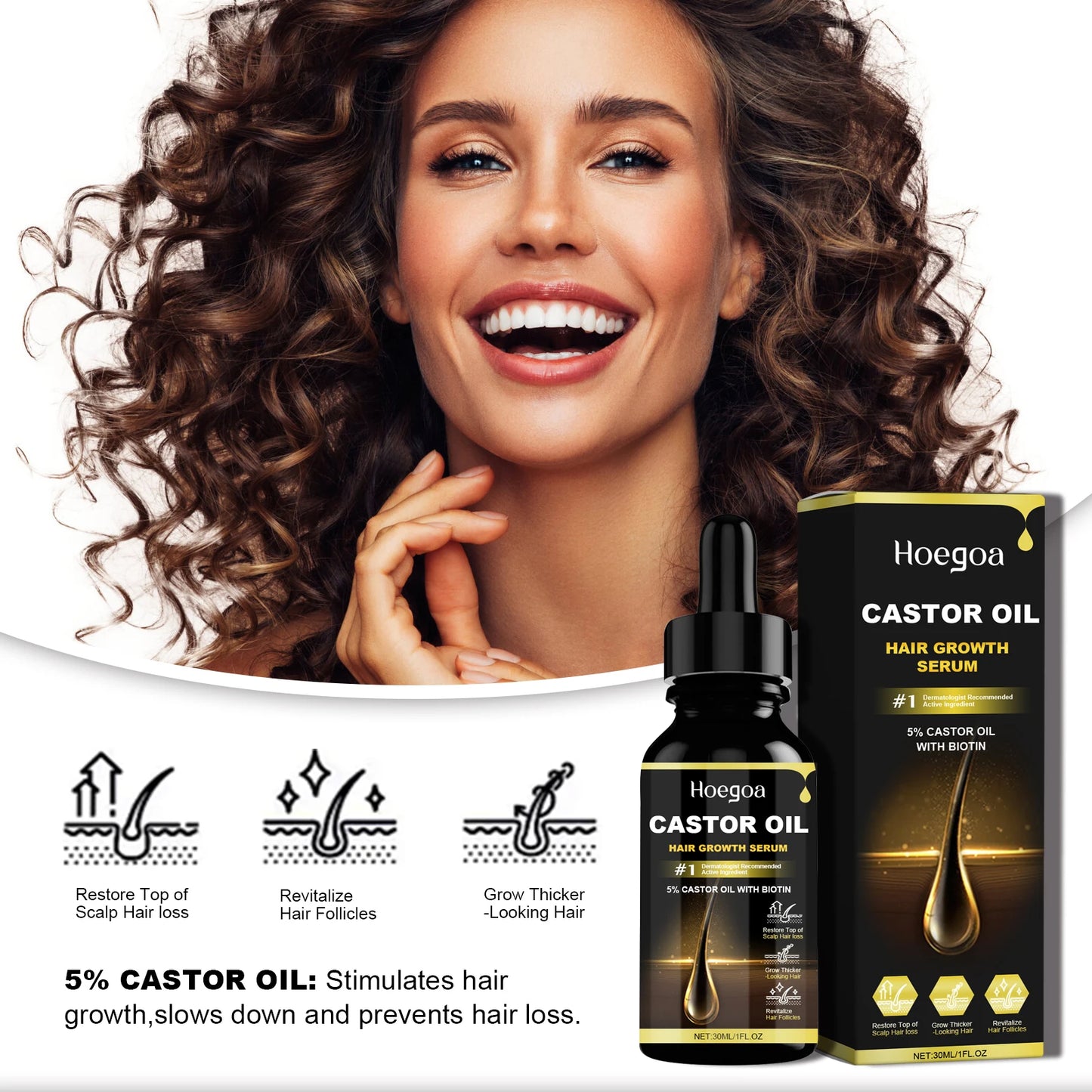 Hoegoa Castor Oil Hair Thickening Serum (30ml)