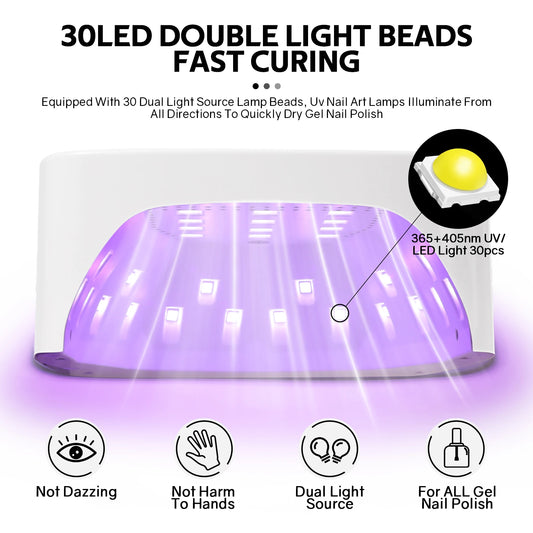 168W UV LED Nail Lamp – Rechargeable Gel Nail Dryer with LCD Display