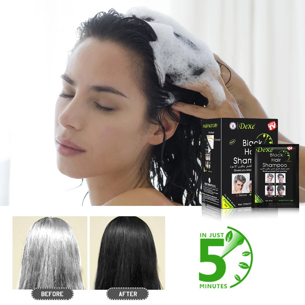 Black Hair Shampoo – Herbal Hair Color Shampoo (250ml, 5 Minute Care)