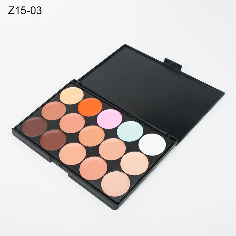 15-Color Concealer & Contour Palette – Full Coverage Camouflage Cream