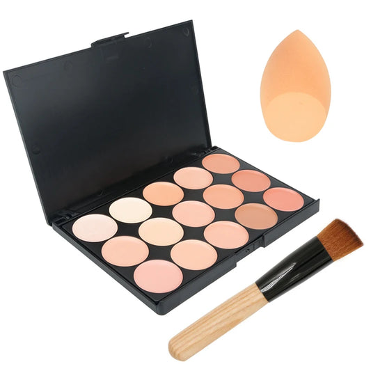 15-Color Concealer & Contour Palette – Full Coverage Camouflage Cream