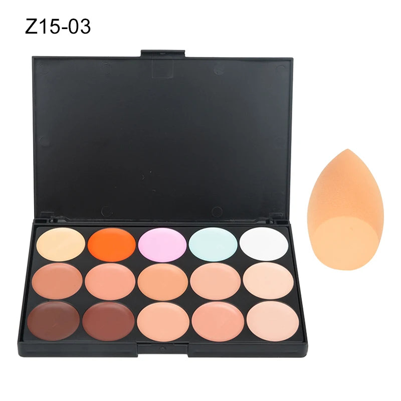 15-Color Concealer & Contour Palette – Full Coverage Camouflage Cream