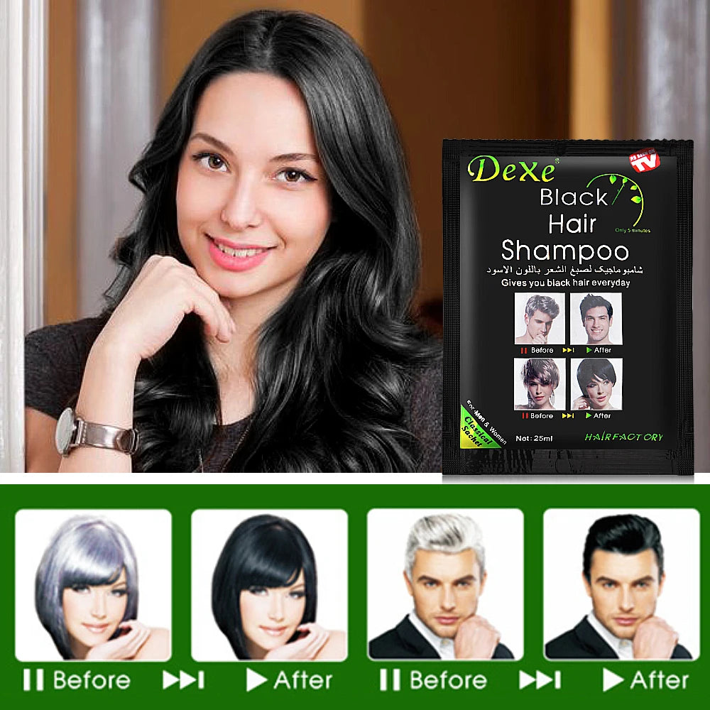 Black Hair Shampoo – Herbal Hair Color Shampoo (250ml, 5 Minute Care)