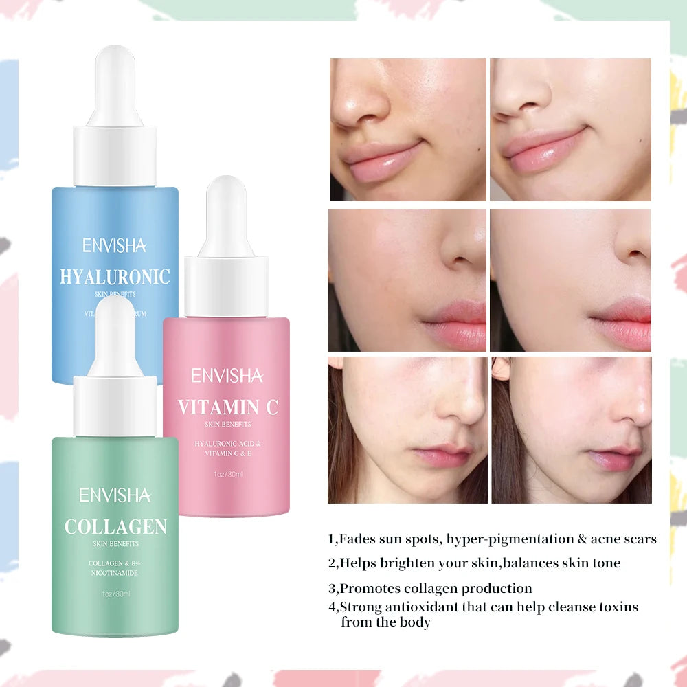 Anti-Aging Skincare Kit – Collagen, Hyaluronic Acid & Vitamin C for Wrinkles, Acne & Whitening