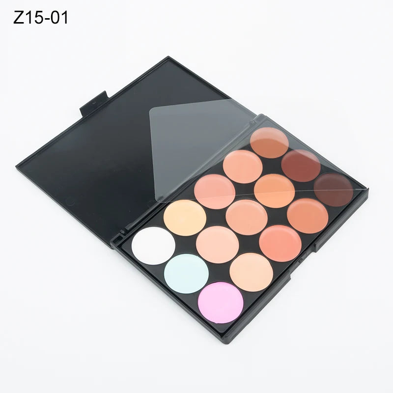 15-Color Concealer & Contour Palette – Full Coverage Camouflage Cream