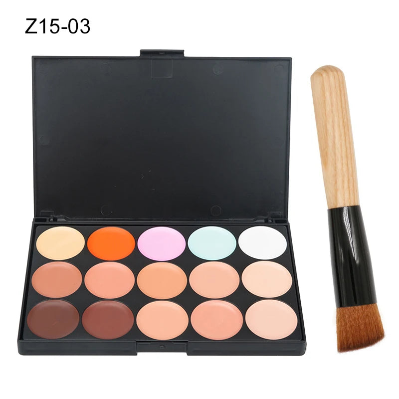 15-Color Concealer & Contour Palette – Full Coverage Camouflage Cream