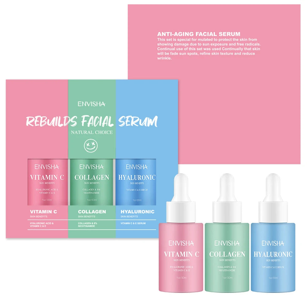 Anti-Aging Skincare Kit – Collagen, Hyaluronic Acid & Vitamin C for Wrinkles, Acne & Whitening