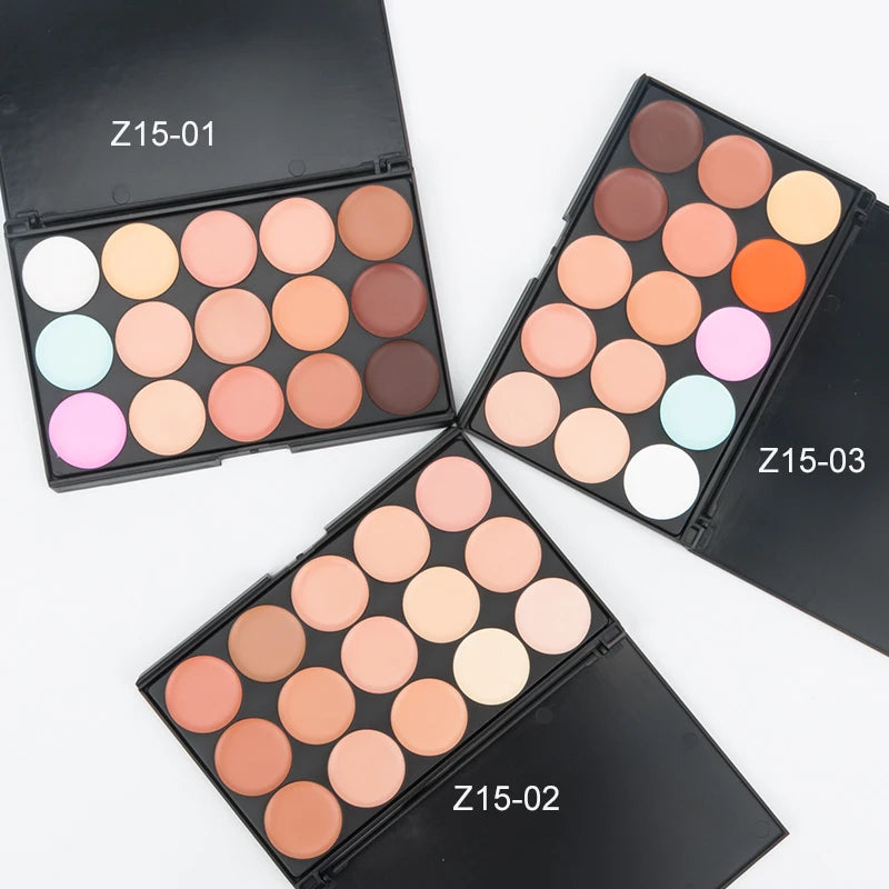 15-Color Concealer & Contour Palette – Full Coverage Camouflage Cream