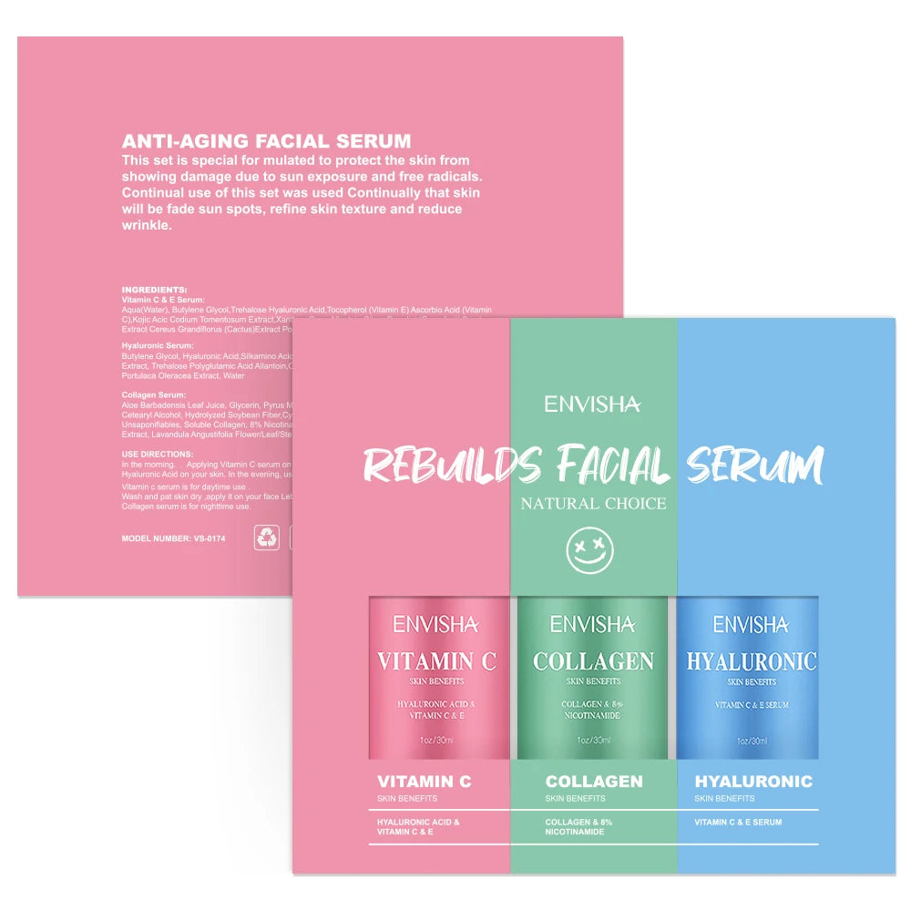 Anti-Aging Skincare Kit – Collagen, Hyaluronic Acid & Vitamin C for Wrinkles, Acne & Whitening