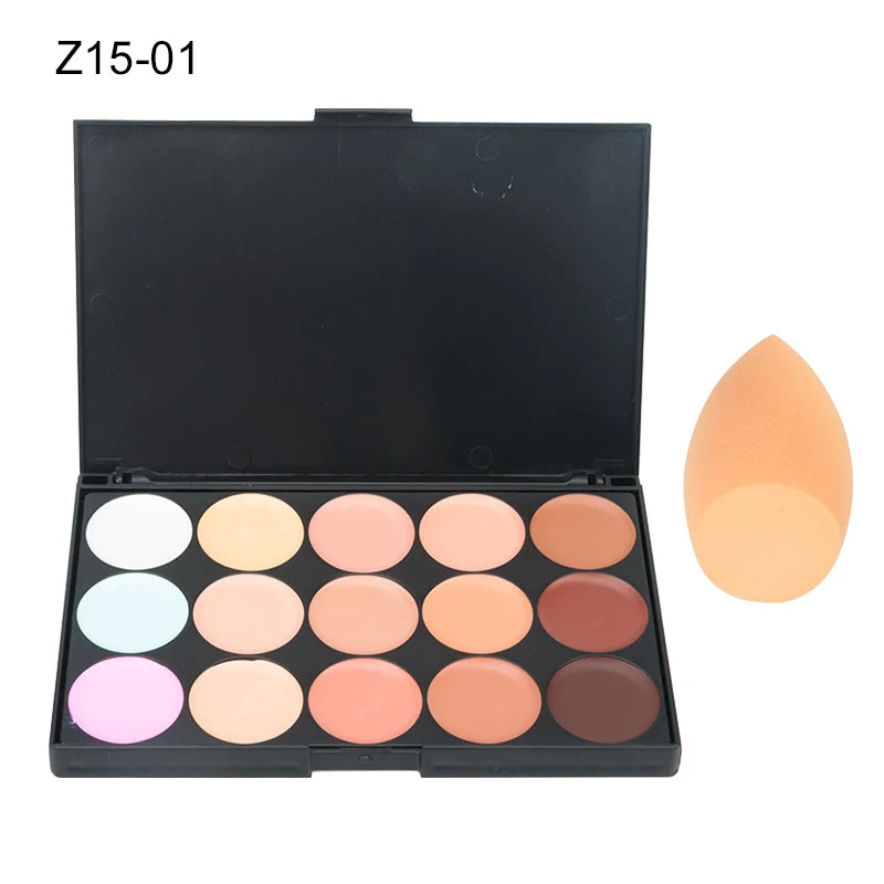 15-Color Concealer & Contour Palette – Full Coverage Camouflage Cream