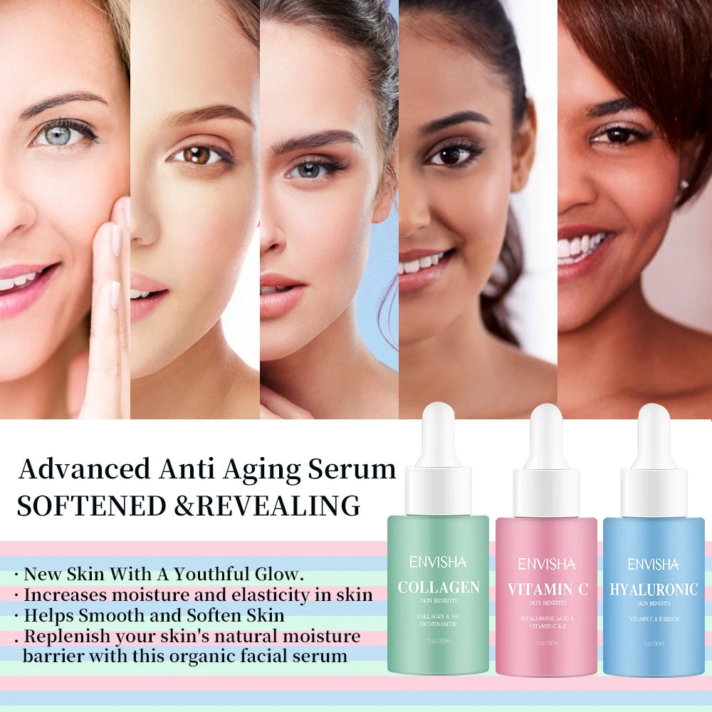 Anti-Aging Skincare Kit – Collagen, Hyaluronic Acid & Vitamin C for Wrinkles, Acne & Whitening