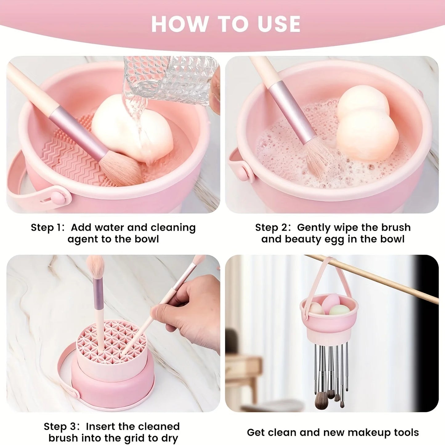 3-in-1 Silicone Makeup Brush Cleaner & Drying Rack