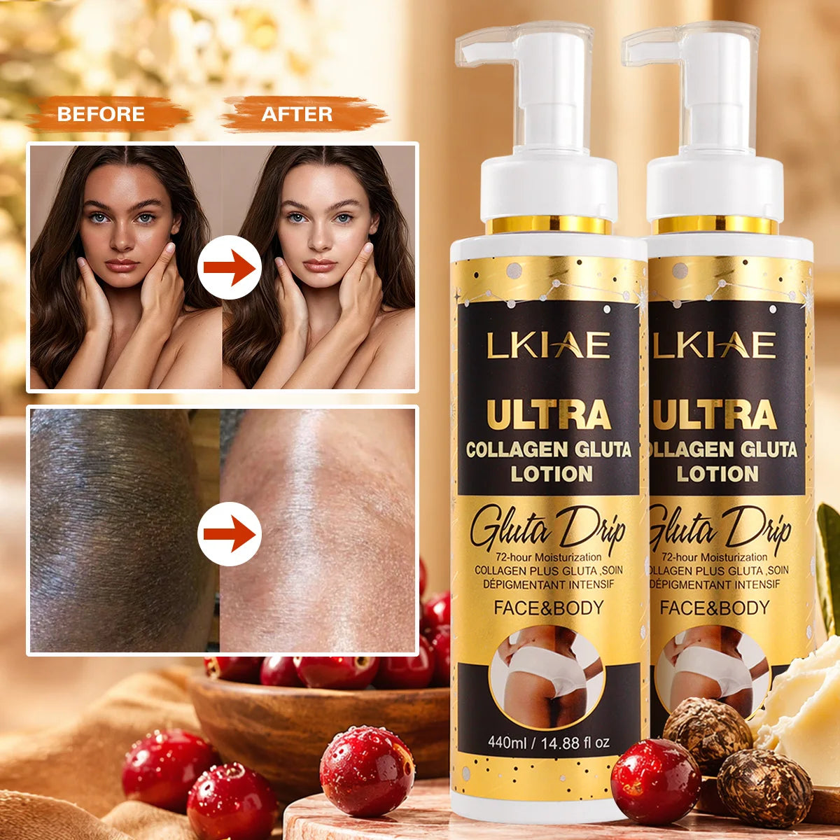 LKIAE Collagen & Glutathione Body Lotion – Hydrating & Smoothing Care