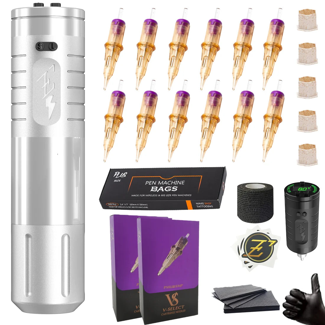 EZ EvoTech Wireless Tattoo Pen Kit – Professional Machine with 40 SMP Cartridge Needles