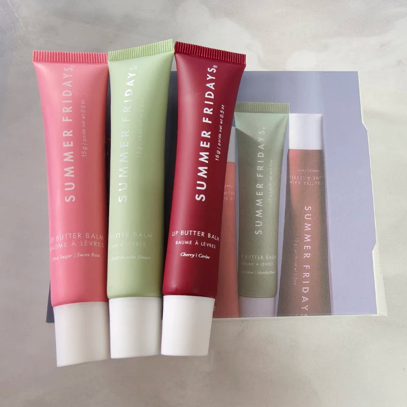 NEW Summer Fridays Mini Lip Gloss Set Vanilla Beige Lip Balm Long Lasting Moisturizing Smooth Soft Tube Makeup Lip Care Suit